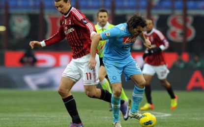 Il Napoli non sfrutta la superiorità numerica, solo 0-0 a San Siro. Mazzarri:”Contro certe squadre, si può anche perdere giocando con un uomo in più”.