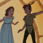 Wendy and Peter Pan stop on Big Ben's clock