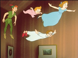 Peter Pan shows the children they can fly too!