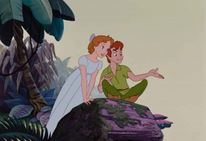 Wendy and Peter Pan in Neverland
