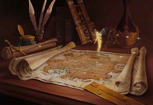 Tinker Bell points out the location of Peter Pan