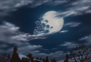 The ship of clouds sails over the moon