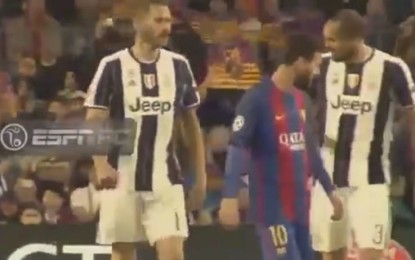UCL. Bonucci chiede la maglietta a Messi e Chiellini lo “rimprovera”…mai distrarsi !