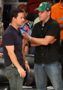 Actors Mark Wahlberg and Matt Damon: Celtics's