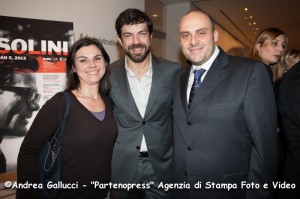 il vicepresidente di "Patrimonio Italiano" Beatrice Corcione con l'attore Pierfrancesco Favino ed il giornalista Luigi Liberti
